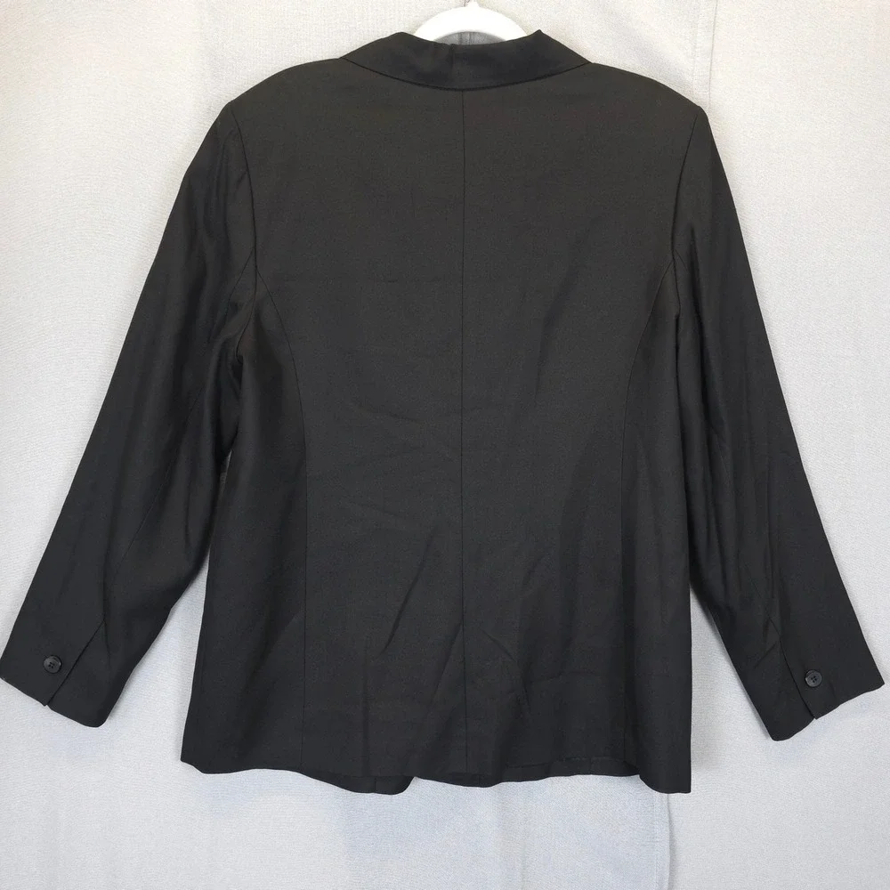 Amanda Smith Blazer Womens 16 Pure Silk Black‎ 3 Button Lined Career Jacket